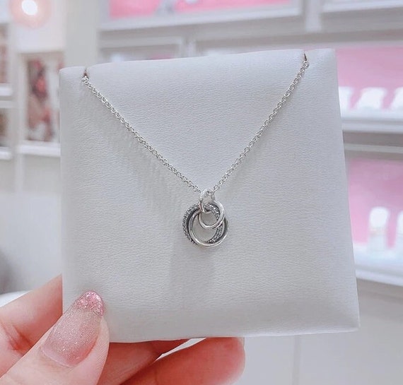 Family Always Encircled Pendant Necklace, 100% Sterling Silver \u0026 CZ, Pandora Compatible, Fully Stamped