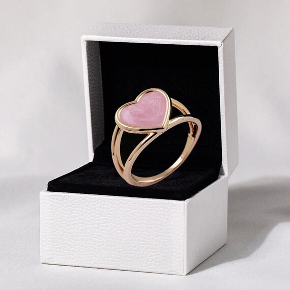 Pink Swirl Heart Statement Ring Rose 