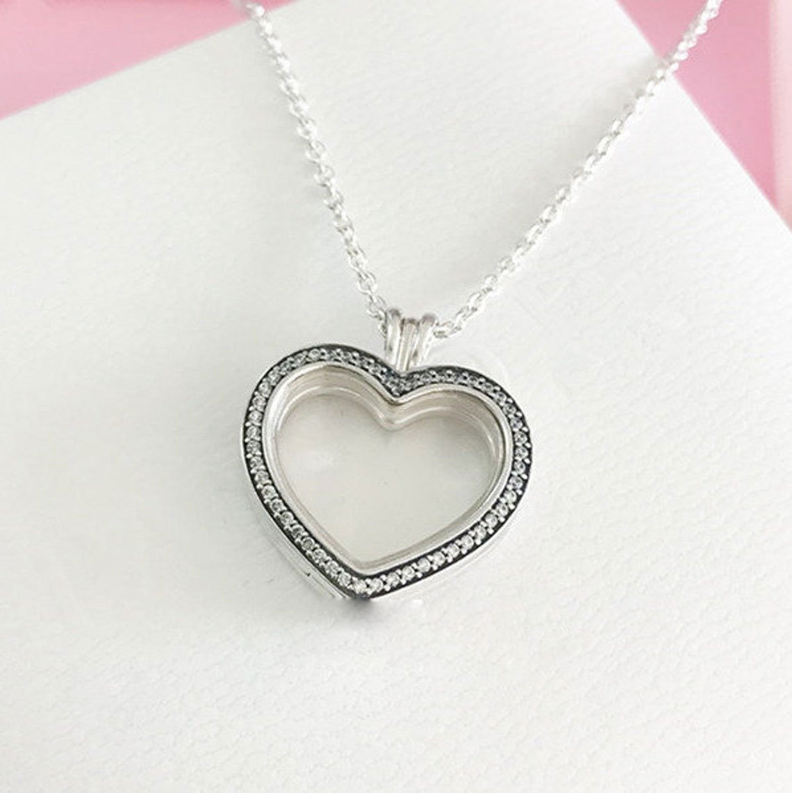 Sparkling Floating Heart Locket 