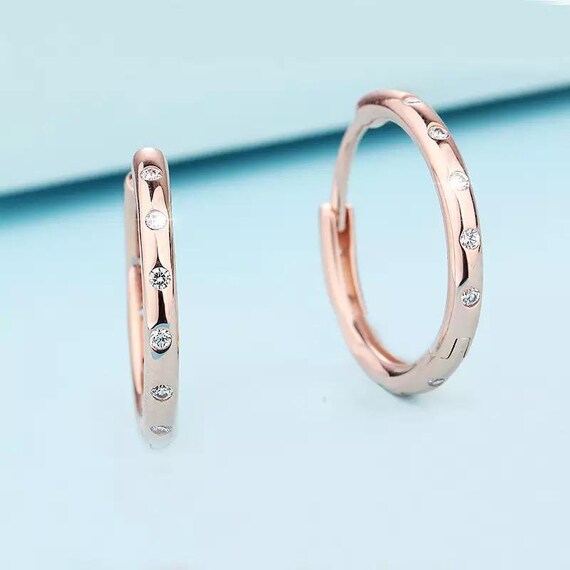 Droplets Hoop Earrings Rose Gold Plated 