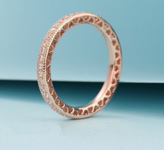 Sparkle \u0026 Hearts Ring Rose Gold Plated 