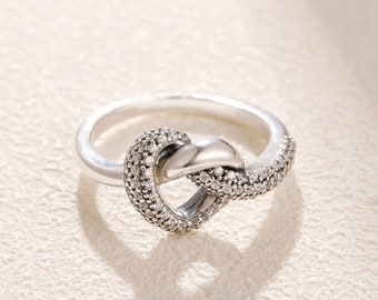 Knotted Heart Ring 100% 925 Sterling 