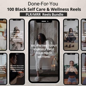 May include: A collage of nine images featuring Black women practicing self-care and wellness techniques. The images include affirmations, meditation, grounding techniques, and tips for mental health. The text "Sis, it's time to put yourself first. Your peace matters!" is featured in the center image.