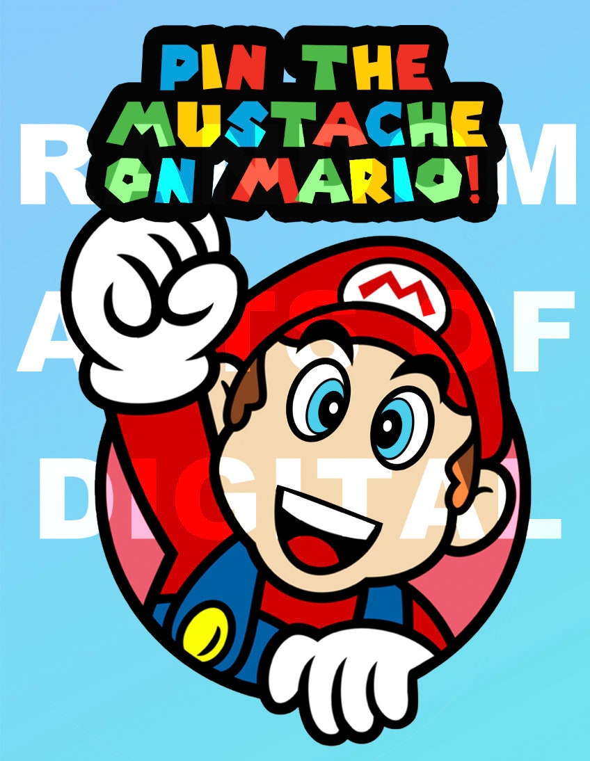 Pin The Mustache On Mario Printable Game Fun Idea For Mario Etsy Canada