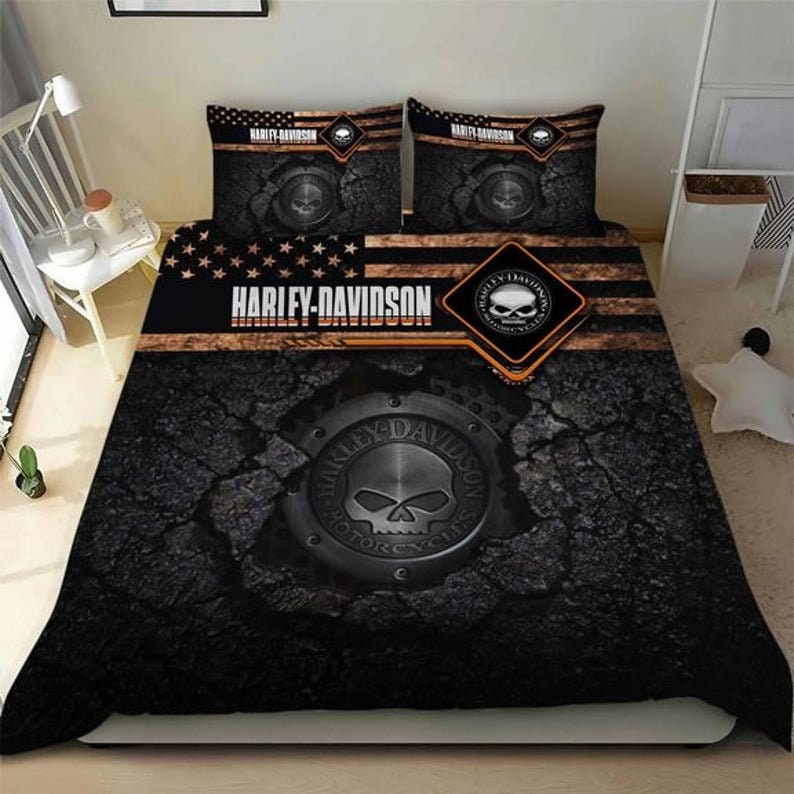 Harley Davidson Bedding Set Motorcycle Bedding Set American Etsy