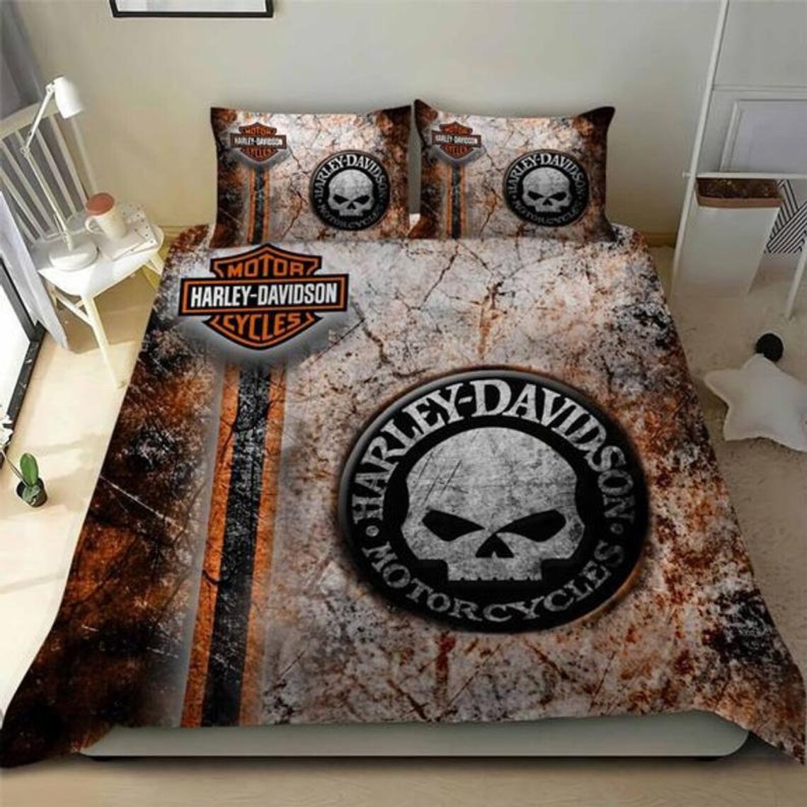 Harley Davidson Bedding Set Motorcycle Bedding Set American Etsy