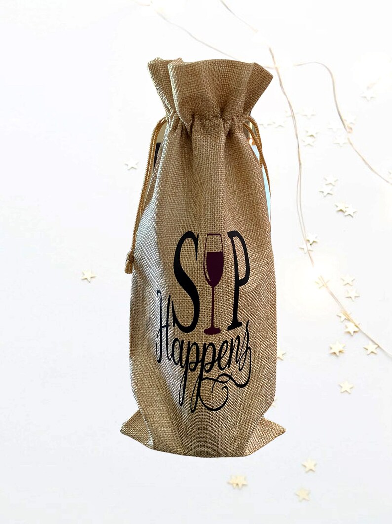 Jute Wine Bag Custom Wine Bag Funny Wine Bags Wine Bottle Bag Wine Gift Bag Wine Bag Hostess Gift Housewarming Gift WinePuns image 3