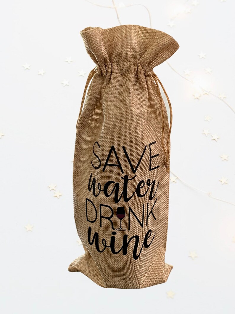 Jute Wine Bag Custom Wine Bag Funny Wine Bags Wine Bottle Bag Wine Gift Bag Wine Bag Hostess Gift Housewarming Gift WinePuns image 4