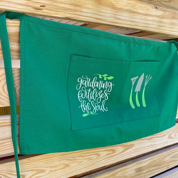 Gardening Waist Apron - Gardening Half Apron- Gardening Fertilizes the Soul - Cute Garden Apron - Gardening Accessories - Gift for Gardener