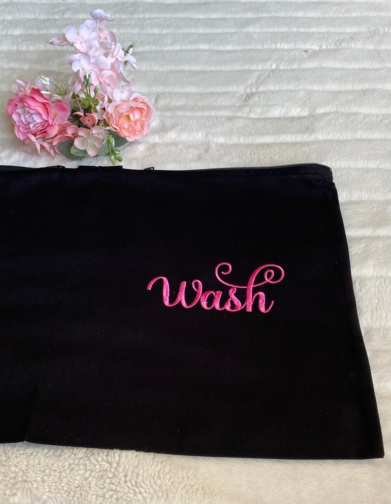 Black Travel Lingerie Bag Wear and Wash Travel Bag Personal Travel Lingerie Bag Lingerie Laundry Bag Embroidered Wear and Wash image 5