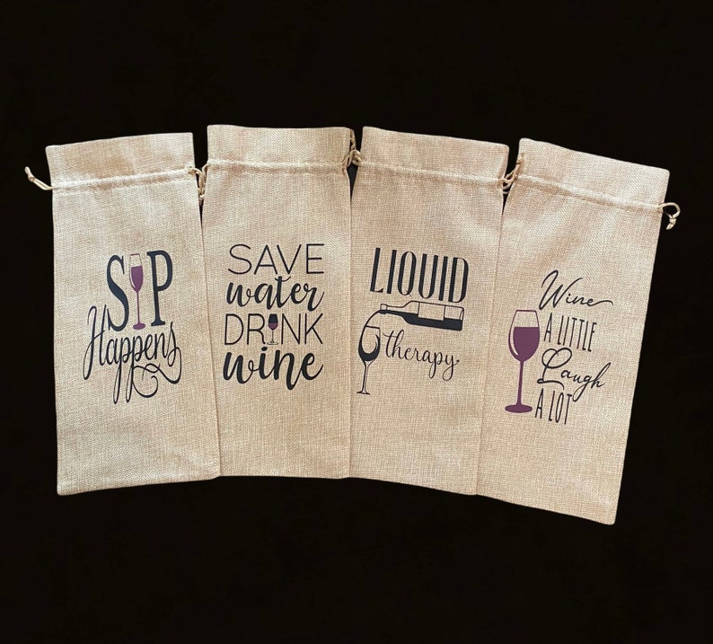 Jute Wine Bag Custom Wine Bag Funny Wine Bags Wine Bottle Bag Wine Gift Bag Wine Bag Hostess Gift Housewarming Gift WinePuns image 7