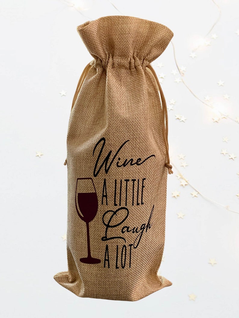 Jute Wine Bag Custom Wine Bag Funny Wine Bags Wine Bottle Bag Wine Gift Bag Wine Bag Hostess Gift Housewarming Gift WinePuns image 6