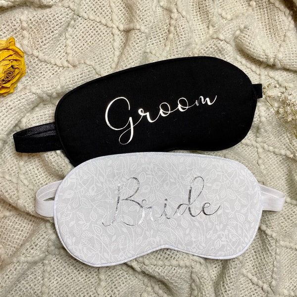 Bride and Groom Sleeping Eye Mask Set - Couples Gift - Bridal Shower Gift - Wedding Gift - Bride and Groom Gift - Honeymoon Gift - SleepMask