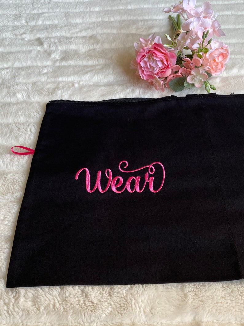 Black Travel Lingerie Bag Wear and Wash Travel Bag Personal Travel Lingerie Bag Lingerie Laundry Bag Embroidered Wear and Wash image 6