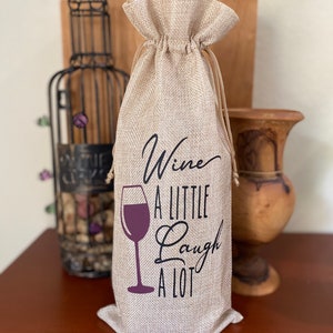 Jute Wine Bag Custom Wine Bag Funny Wine Bags Wine Bottle Bag Wine Gift Bag Wine Bag Hostess Gift Housewarming Gift WinePuns image 8