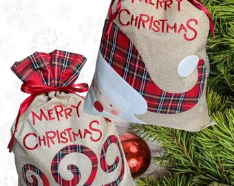 Personalized Embroidered Drawstring Santa Sack-Burlap Santa Sack-Burlap Christmas Santa Gift Sack-Large Christmas Bag-Large Gift Bag