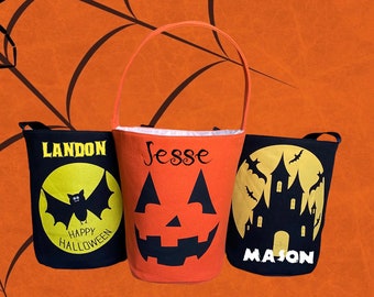 Personalized Halloween Canvas Tote Bucket - Halloween Trick or Treat Bucket - Trick or Treat - Personalized Halloween Bucket - Canvas Bucket