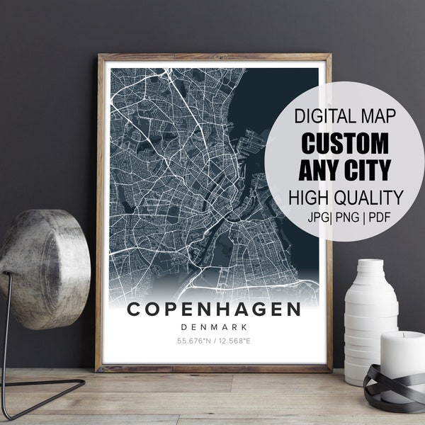 Custom City Map Print |City Map Digital Print|Custom Map GIft|Map Poster|Map Decor|Street Map Print |Map Art Cities| PDF | JPG | PNG