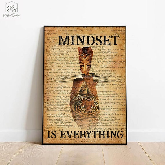 Mindset is Everything Motivation Poster Cute Cat Etsy