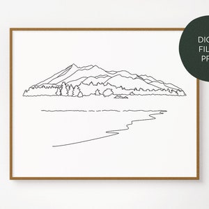 Black and White Line Art Printable. Minimalist Wall Art. Printable Art. San Francisco Peaks Mountain Range. Arizona. Modern Wall Art.