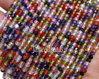 AAA Quality Amazing Multi Zircon Rondelle Faceted Gemstone Multi Beads 13 Natural Shaded Color Zircon Size 3 mm