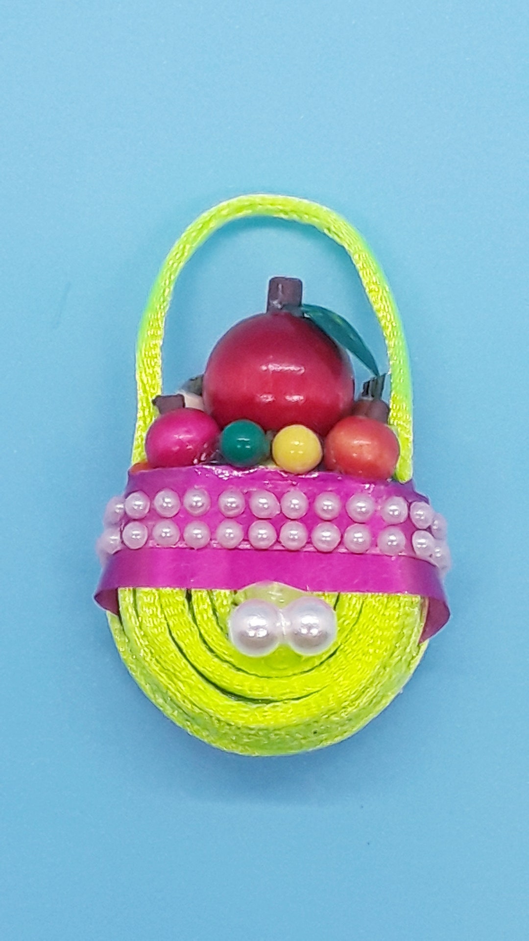 Yellow Fruit Basket With Purple Ribbon and Gems X Etsy