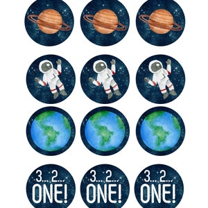 Houston We Have a ONE year old Cupcake Toppers | Space 1st Birthday | Digital Download