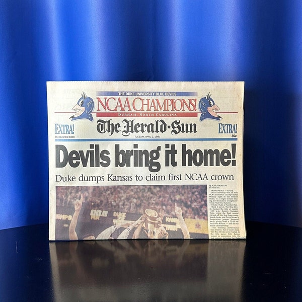 Duke Blue Devils Headline (FIRST Championship) - 4/2/1991 - The Herald Sun