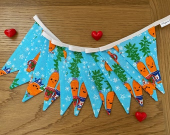 Kevin The Carrot design Bunting. Great for Christmas, birthdays, bedroom decoration, party decorating or any celebrations!