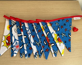 Spiderman/Superhero design Bunting. Great for birthdays, bedroom decoration, garden party decorating or any celebrations!