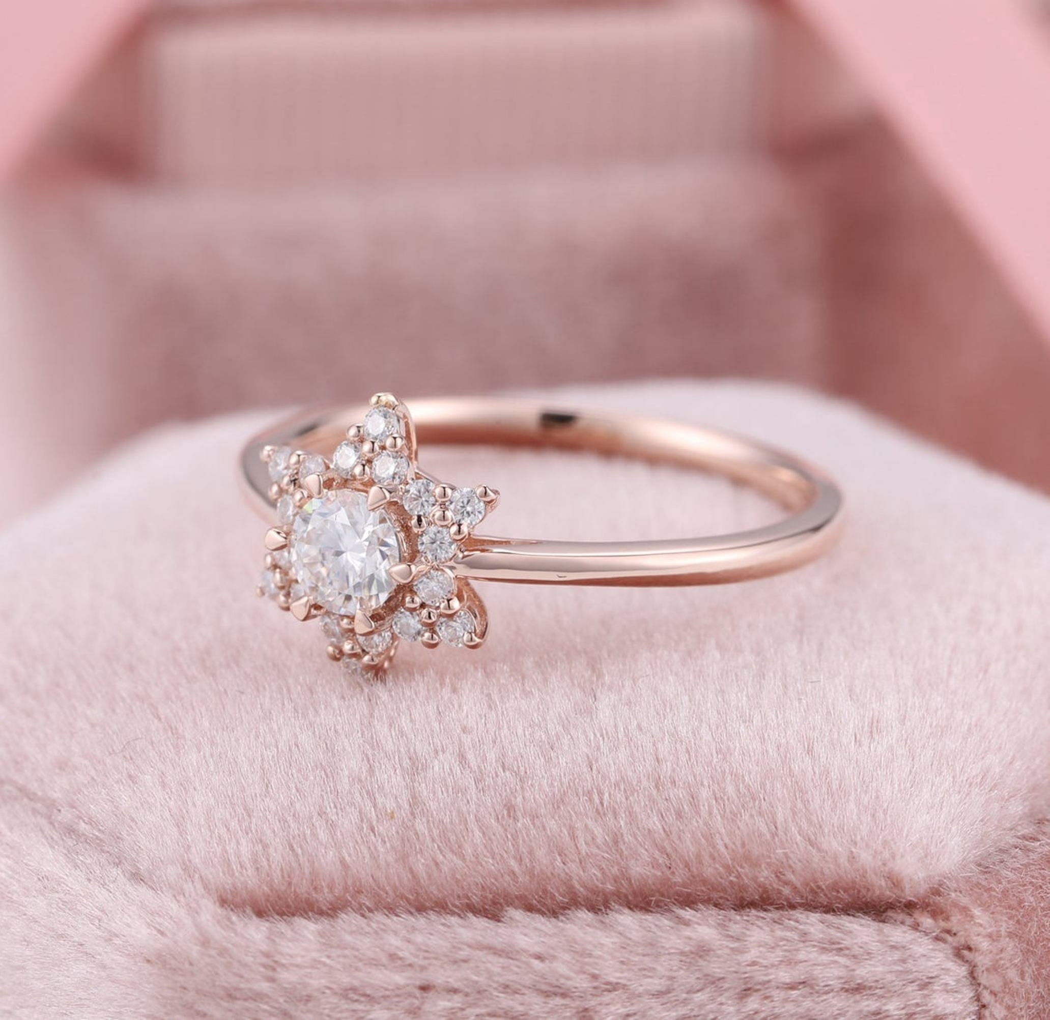 SJ Stern Diamant Ring Rose Gold Moissanite Ringe östlichen Etsy