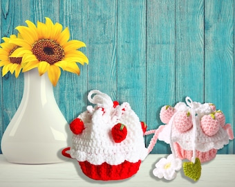 The strawberry cake handmade crochet bag