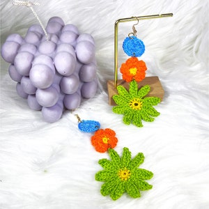 Handmade crocheted daisy earrings Bohemian style earrings Simple style earrings Unique earrings
