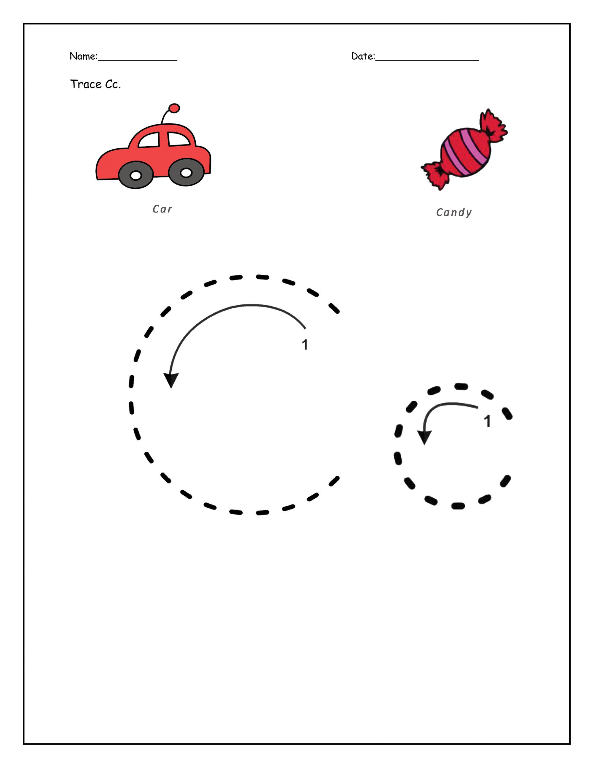 Printable digital Letter Cc tracing & handwriting practice | Etsy
