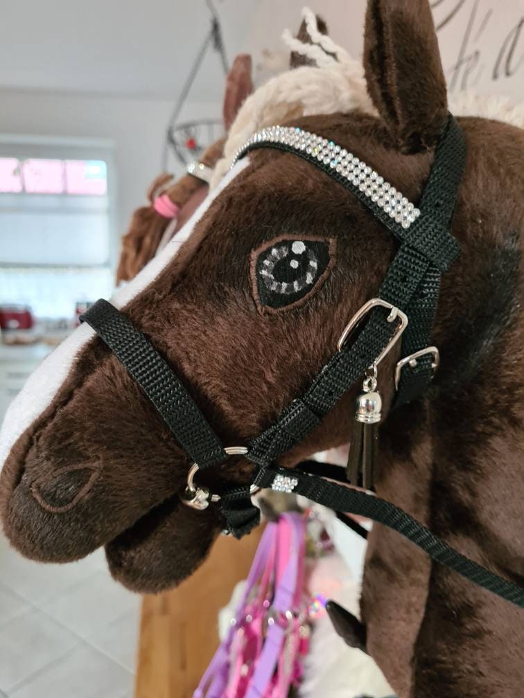 Hobby Horse Trense schwarz mit Glitzerstirnriemen und