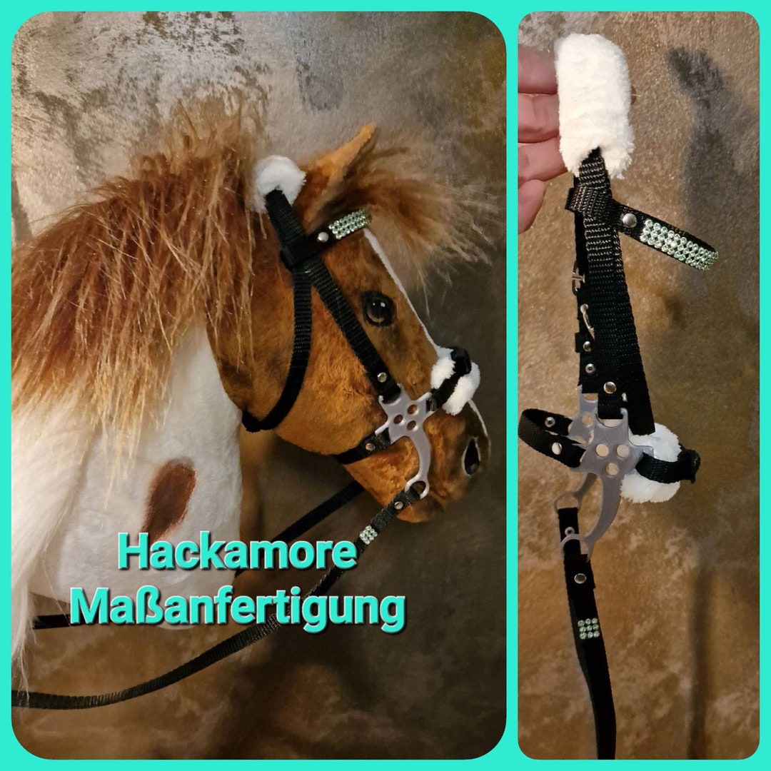 Hobby Horse Trense Hackamore Plüsch mit Glitzerstirnriemen und festen