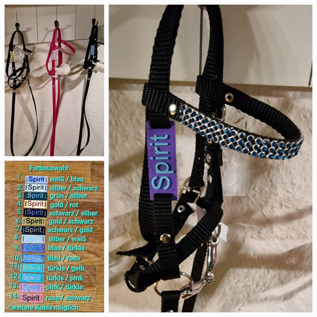 Hobby Horse Trense / Zaumzeug schwarz mit Glitzerstirnriemen und festen