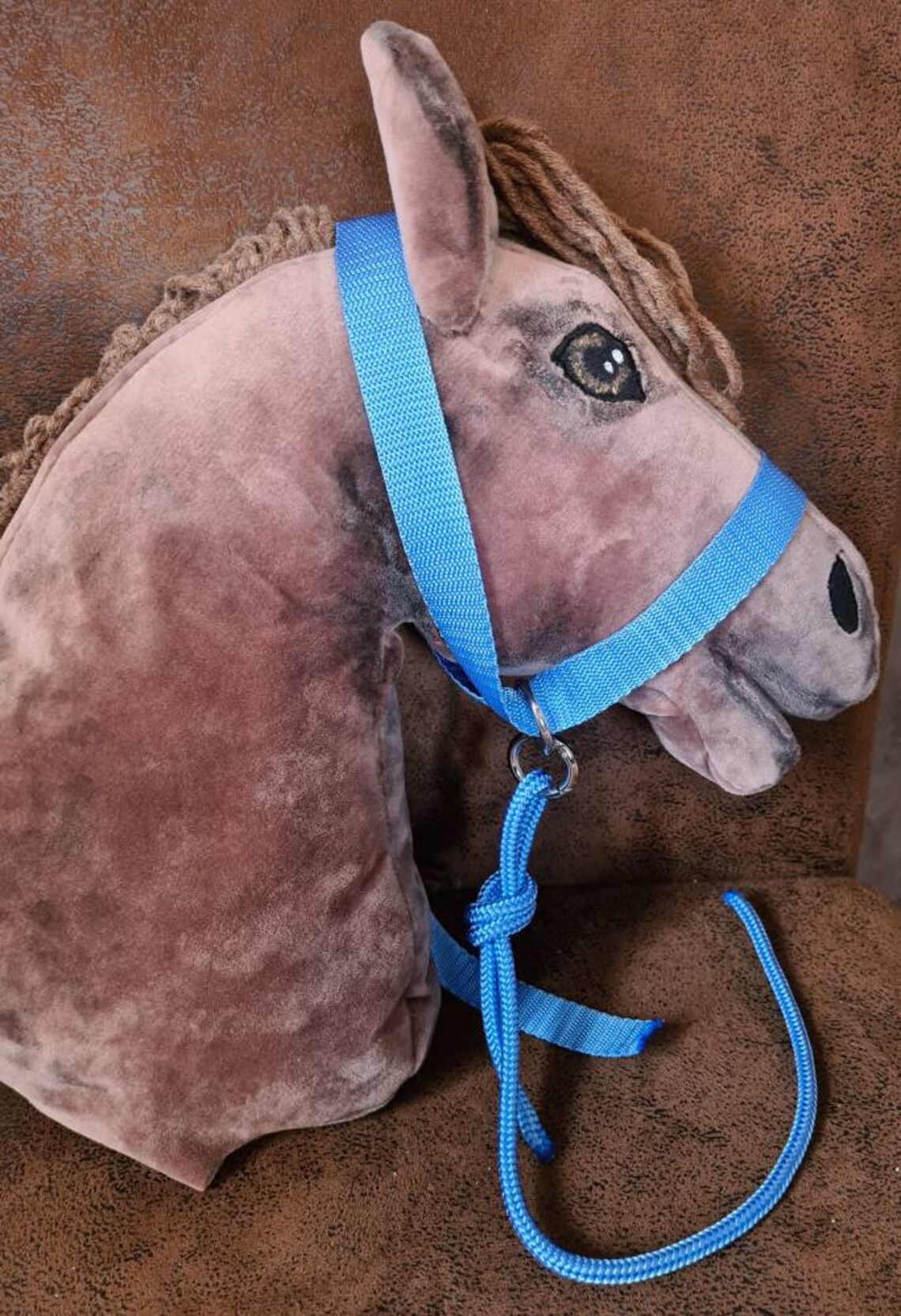 PFIFF Hobby Horse Halfter-Set Little Mustang | Knotenhalfter Mit Zügeln Pink | Mit Glitzersteinen