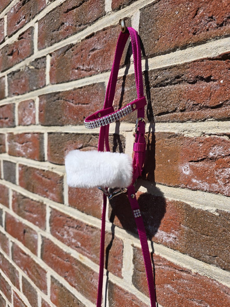 Briglia per Hobby Horse con frontalino glitterato, imboccatura, sottogola in peluche e redini fisse *SU MISURA - Guarda il video! immagine 8
