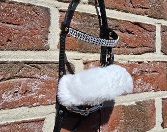 Briglia per Hobby Horse con frontalino glitterato, imboccatura, sottogola in peluche e redini fisse *SU MISURA - Guarda il video!