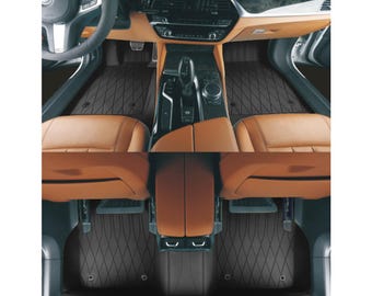Custom Leather Car Floor Mats: Diamond Weave, All-Weather Protection