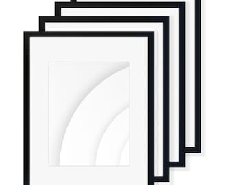 Black MDF Wood Picture Frame 11x14 with Mat: Wall Decor