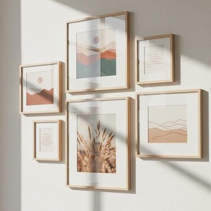 Solid Wood Picture Frame Natural Wall Decor with Mat, Plexi Sheet Front