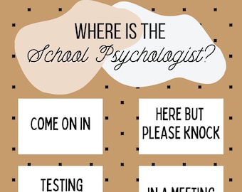 Boho Cute Neutral School Psychologist Office Door Sign Back to School Printable Office Sign