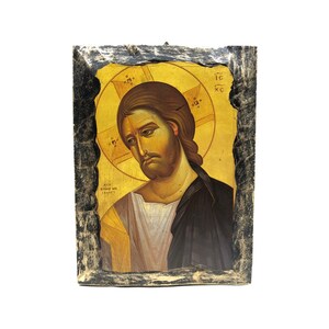 Jesus Christ icon Handmade Orthodox Icon / Greek- Russian Orthodox - Byzantine art wall hanging on wood plaque, Religious icon home decor