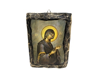 Handmade Byzantine Icon – Virgin Mary, Greek Orthodox Art
