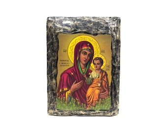 Handmade Byzantine Virgin Mary Icon – Greek Orthodox Art