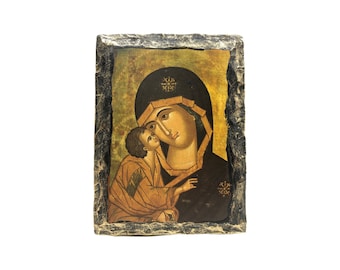 Handmade Byzantine Virgin Mary Icon – Greek Orthodox Art