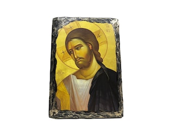 Handmade Jesus Christ Icon – Orthodox Byzantine Art, Religious Home Decor