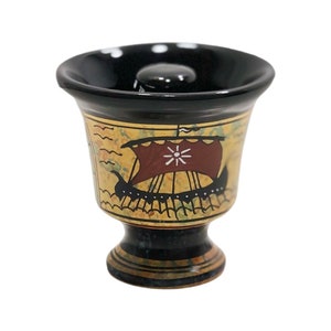 Argo 7 × 6.5 cmm Pythagoras mug - Pythagorean Cup Greedy cup - Cup of Justice - Fair Cup Handmade in Greece - Argo - Owl Aoe